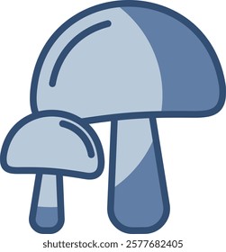 mushroom vector icon transparent background. replaceable blue color design