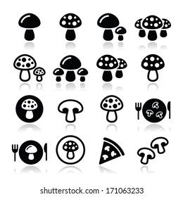 Mushroom vector icons set 