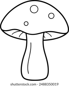 Mushroom vector illustration Black and white outline fungus coloring book or page 