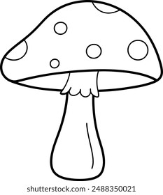 Mushroom vector illustration Black and white outline fungus coloring book or page 