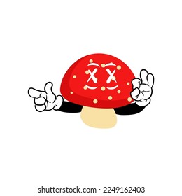 mushroom vector illustration, mushroom character cartoon, mushroom mascot.