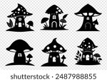 Mushroom vector illustration, Mushroom house vector art, Mushroom silhouette, Mushroom vector icon