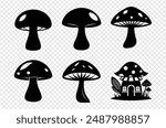 Mushroom vector illustration, Mushroom house vector art, Mushroom silhouette, Mushroom vector icon