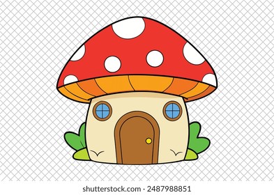 Mushroom vector illustration, Mushroom house vector art, Mushroom silhouette, Mushroom vector icon