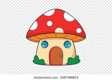 Mushroom vector illustration, Mushroom house vector art, Mushroom silhouette, Mushroom vector icon