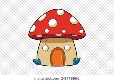 Mushroom vector illustration, Mushroom house vector art, Mushroom silhouette, Mushroom vector icon