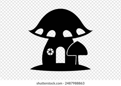 Mushroom vector illustration, Mushroom house vector art, Mushroom silhouette, Mushroom vector icon