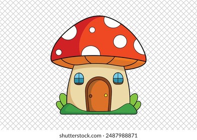 Mushroom vector illustration, Mushroom house vector art, Mushroom silhouette, Mushroom vector icon