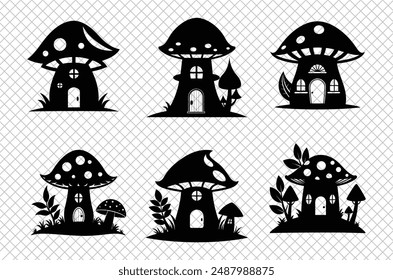 Mushroom vector illustration, Mushroom house vector art, Mushroom silhouette, Mushroom vector icon