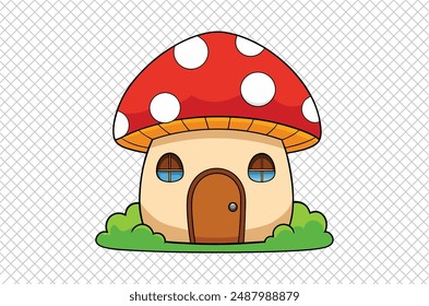 Mushroom vector illustration, Mushroom house vector art, Mushroom silhouette, Mushroom vector icon