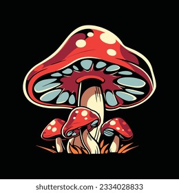 Mushroom vector illustration for sticker, logo, and shirt