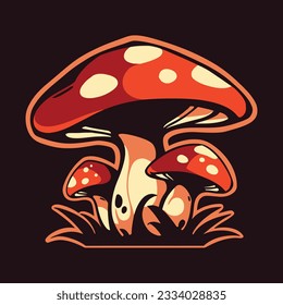 Mushroom vector illustration for sticker, logo, and shirt