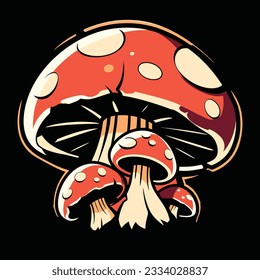 Mushroom vector illustration for sticker, logo, and shirt