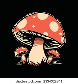 Mushroom vector illustration for sticker, logo, and shirt