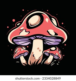 Mushroom vector illustration for sticker, logo, and shirt