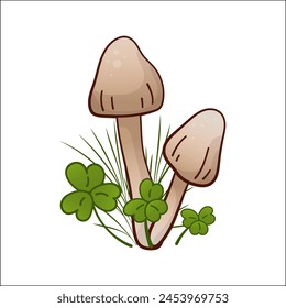 Mushroom vector isolated illustration. Toadstool in cartoon. Plants, botanists, not edible mushroom. Design element for theme forest mushrooms, menu, ingredients, recipes, organic products, etc.