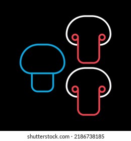 Mushroom vector isolated on black background icon. Barbecue and bbq grill sign. Vegetable. Graph symbol for cooking web site and apps design, logo, app, UI