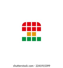 Mushroom vector logo design and icon. Pixel art and checkered style.