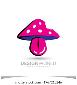 mushroom vector logo design template.