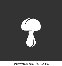 Mushroom vector logo isolated on a black background. Icon silhouette design template. Simple symbol concept in flat style. Abstract sign, pictogram for web, mobile and infographics