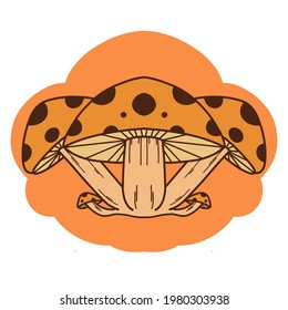 Mushroom Vector with orange Background