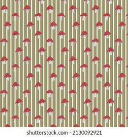 Mushroom Vector Pattern. Pattern for creating fabrics, wrapping paper, scrapbook papers..