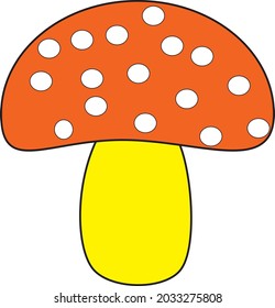 mushroom vector red and white ,yellow color with simple line