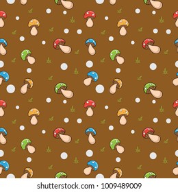 mushroom vector seamless pattern 