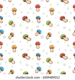 mushroom vector seamless pattern 