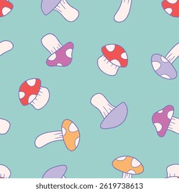 Mushroom Vector Seamless Pattern Background for Surface Print Fabric Fashion Wrapping