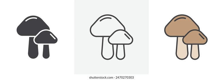 Mushroom vector set. Simple shiitake mushroom graphic. Fungi icon.