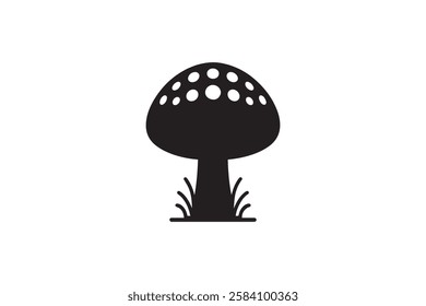 mushroom vector silhouette isolated in white background