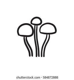 Pilz-Vektorgrafik-Symbol einzeln auf Hintergrund. Handgezeichnete Pilzsymbol. Mushroom Sketch Symbol für Infografik, Website oder App.