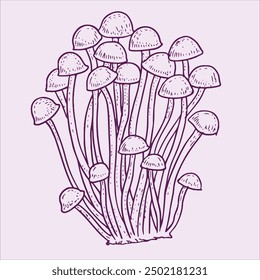 Mushroom vector sketch that can be used for printing on t-shirts and tote bags or greeting cards