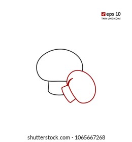 Mushroom - vector thin line icon on white background. Symbol for web, infographics, print design and mobile UX/UI kit. Vector illustration, EPS10.
