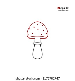 Mushroom - vector thin line icon on white background. Symbol for web, infographics, print design and mobile UX/UI kit. Vector illustration, EPS10.