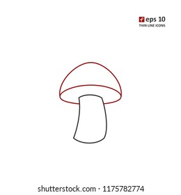 Mushroom - vector thin line icon on white background. Symbol for web, infographics, print design and mobile UX/UI kit. Vector illustration, EPS10.