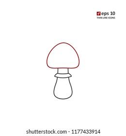 Mushroom - vector thin line icon on white background. Symbol for web, infographics, print design and mobile UX/UI kit. Vector illustration, EPS10.