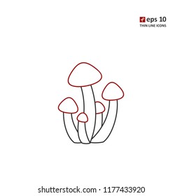 Mushroom - vector thin line icon on white background. Symbol for web, infographics, print design and mobile UX/UI kit. Vector illustration, EPS10.