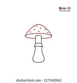 Mushroom - vector thin line icon on white background. Symbol for web, infographics, print design and mobile UX/UI kit. Vector illustration, EPS10.