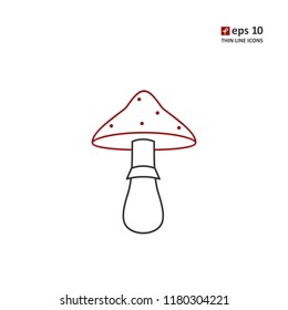 Mushroom - vector thin line icon on white background. Symbol for web, infographics, print design and mobile UX/UI kit. Vector illustration, EPS10.