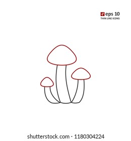 Mushroom - vector thin line icon on white background. Symbol for web, infographics, print design and mobile UX/UI kit. Vector illustration, EPS10.