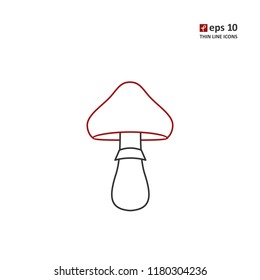 Mushroom - vector thin line icon on white background. Symbol for web, infographics, print design and mobile UX/UI kit. Vector illustration, EPS10.