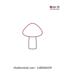 Mushroom - vector thin line icon on white background. Symbol for web, infographics, print design and mobile UX/UI kit. Vector illustration, EPS10.