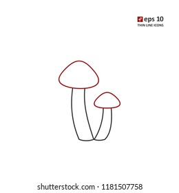 Mushroom - vector thin line icon on white background. Symbol for web, infographics, print design and mobile UX/UI kit. Vector illustration, EPS10.
