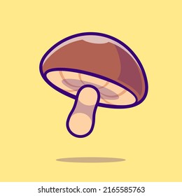 Mushroom Vegetable Cartoon Vector Icon Illustration. Food Nature Icon Concept Isolated Premium Vector. Flat Cartoon Style