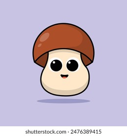 mushroom vegetable cartoon vector illustration. concept of vegetables with cute expressions. flat cartoon style