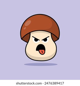 mushroom vegetable cartoon vector illustration. concept of vegetables with cute expressions. flat cartoon style