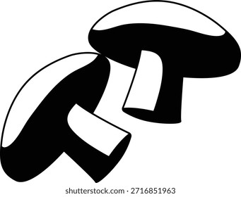 Mushroom vegetable mono shadow illustration