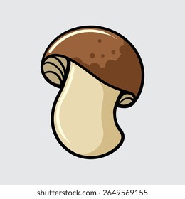 Mushroom vegetable Simple isolated cartoon illustration with a light background